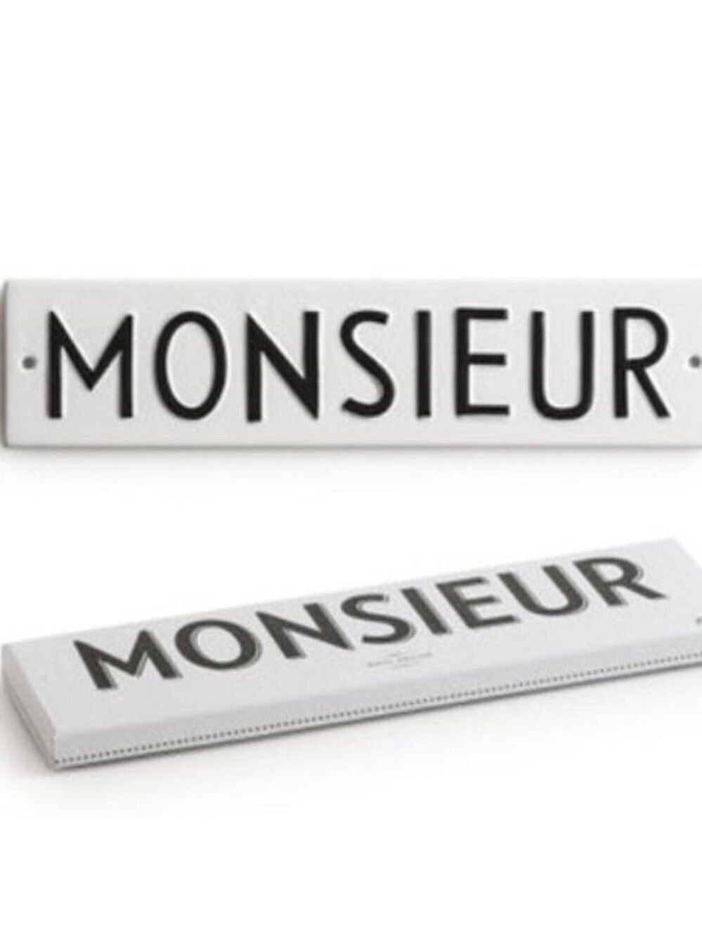 ROSANNA Word Play Monsieur Porcelain Wall Sign BNWT Barber Shop Man Cave French